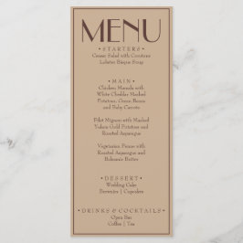 Menú Espresso beige de lujo antiguo dinero de boda eleg