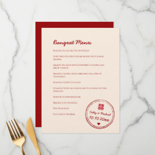 Menú Estampilla de doble felicidad de boda chino rosa r