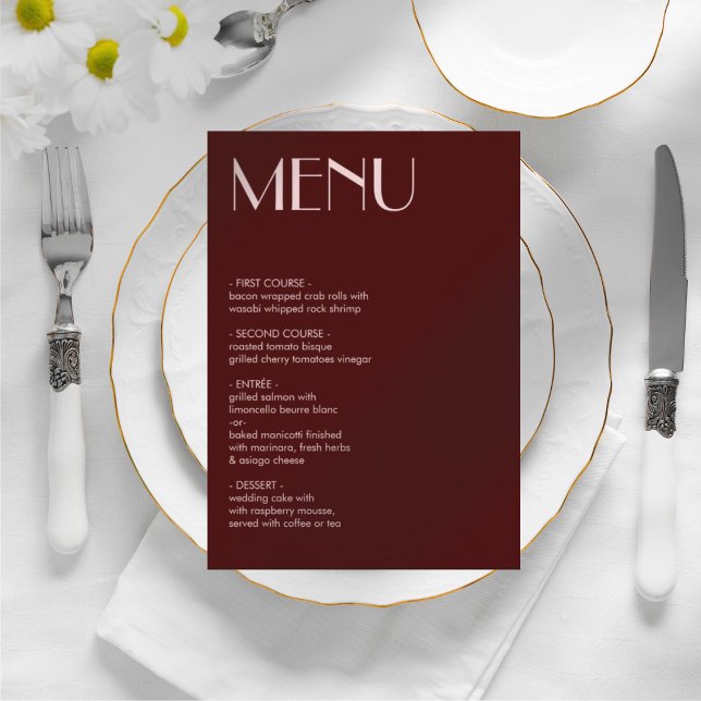 Menú estético marrón y rosa pálido boda (Subido por el creador)