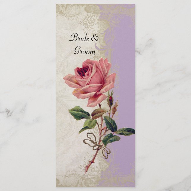 Menú Estilo barroco Rosa de cosecha Lilac y encaje crem (Anverso)