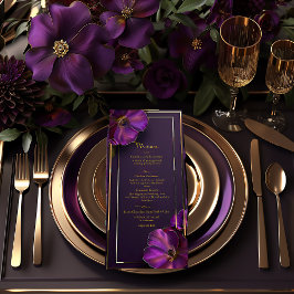Menú Estilo Violeta Luminoso Floral Púrpura Boda