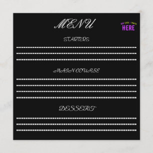 MENÚ ESTILOSO MODERNO PERSONALIZABLE NEGRO MARCADO VERI