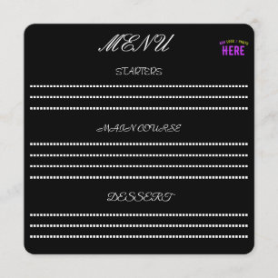 MENÚ ESTILOSO MODERNO PERSONALIZABLE NEGRO MARCADO VERI