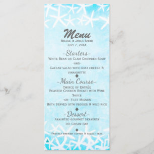 Menú Estrella de Mar Pintada Aqua Azul Bodas de Playa T