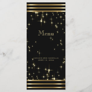 Menú Estrellas de oro y negro con barras
