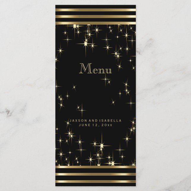 Menú Estrellas de oro y negro con barras (Anverso)