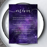 Menú Estrellas universales. Boda de guión nocturno de e<br><div class="desc">Menú boda nocturno en espacio púrpura con escritura moderna. Adecuado para cumpleaños,  aniversario y cualquier otro fiesta. Por favor,  contáctame si necesitas artículos adicionales.</div>