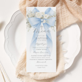 Menú Eucalyptus Blue Bow Elegant Baptism