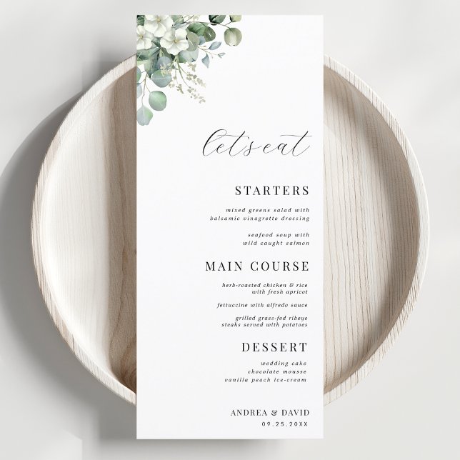 Menú Eucalyptus Floral deja comamos Boda de guión (Subido por el creador)