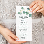 Menú Eucalyptus Greenery Boda de verano elegante y mode<br><div class="desc">Eucalyptus Greenery Menú Boda Moderno y Elegante. Todos los textos están preorganizados para que puedas personalizarlos fácil y rápidamente con tus propios detalles.</div>