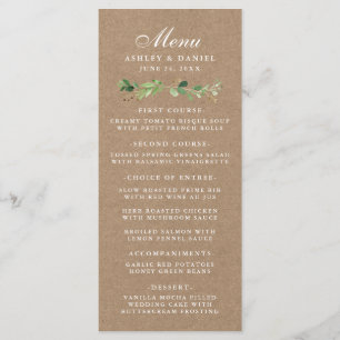 Menú Eucalyptus Greenery Boda Kraft