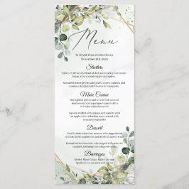 Menú Eucalyptus Greenery Faux Gold Frame Boda Cena