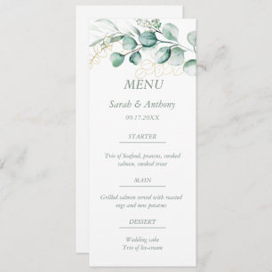 Menú Eucalyptus Greenery Foliage Boda Rústico Alimentos