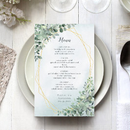Menú Eucalyptus Greenery Gold Elegant Wedding