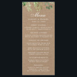 Menú Eucalyptus Greenery Kraft Boda<br><div class="desc">Acuarela moderna Eucalyptus Botánico Greenery Kraft Boda Tarjeta de menú</div>