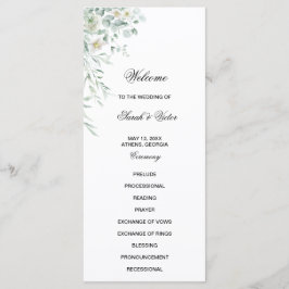 Menú Eucalyptus Greenery Leaves Program Card