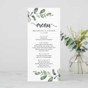 Menú Eucalyptus Modern Rustic Boda Elopement Dinner