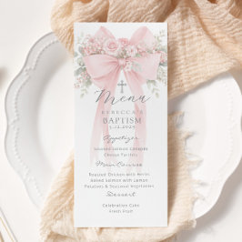 Menú Eucalyptus Pink Bow Elegant Baptism