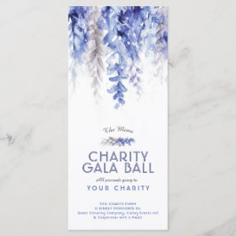 Menú Evento benéfico de gala azul acuarela