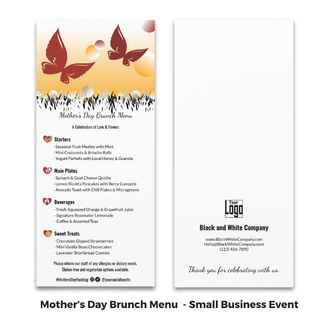 Menú Evento de Primavera de Negocios Brunch del Día de  (Business Spring Event Mother's Day Brunch Menu)