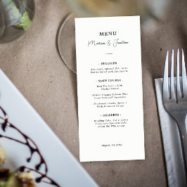 Menú Evergreen Pine Tree Mountain Boda blanco y negro