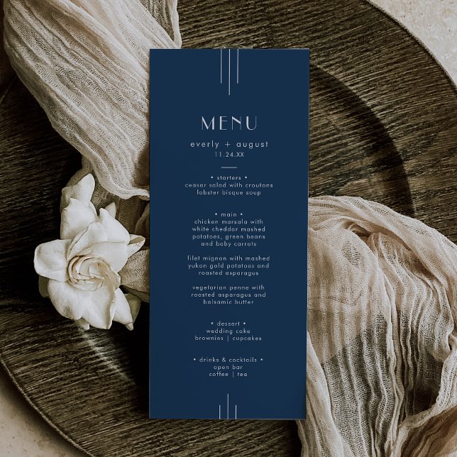 Menú EVERLY Classic Modern Art Deco Navy Blue Wedding (EVERLY Classic Modern Art Deco Navy Blue Wedding Menu)