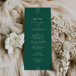 Menú EVERLY Jewel Tone Art Deco Emerald Green Wedding