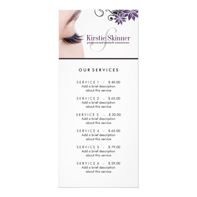 Menú Eyelash and Waxing Service (Frente)