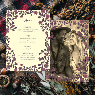 Menú Fall Floral Frame Sweet Boho Casual PHOTO Boda