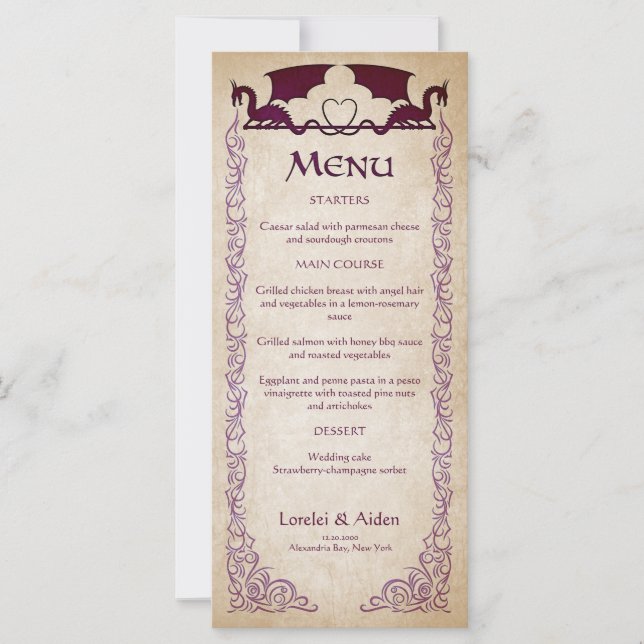 Menú Fantasía Dragon Gamer (Anverso)