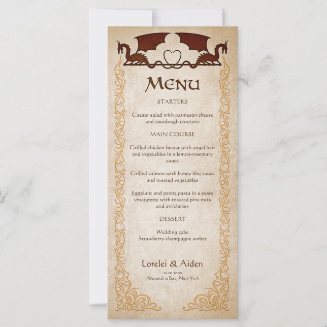 Menú Fantasía Dragon Gamer (Anverso)