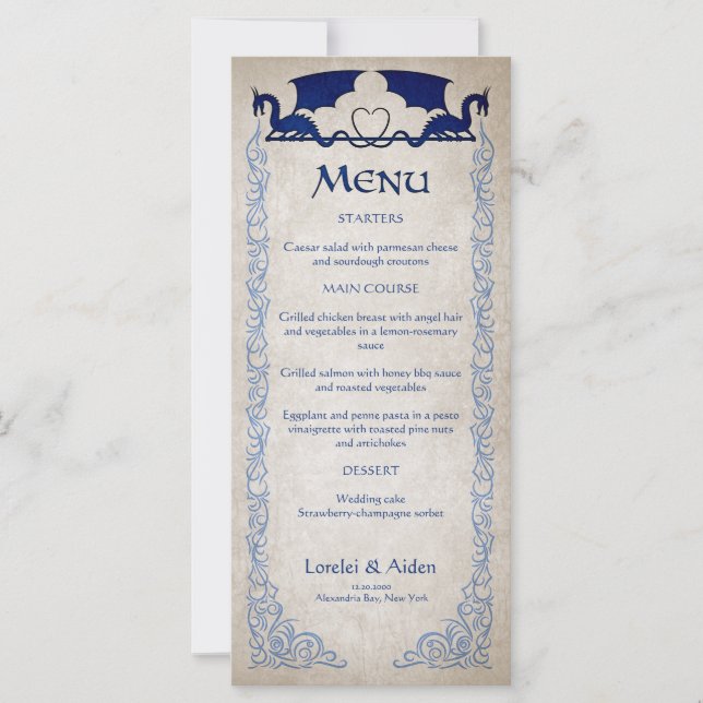 Menú Fantasía Dragon Gamer (Anverso)