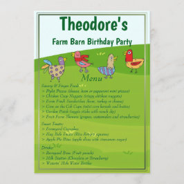 Menú Farm Barn Birthday Party
