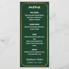 Menú Faux Gold Green Modern Elegant Wedding