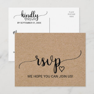 Menú Faux Kraft Simple Postal RSVP