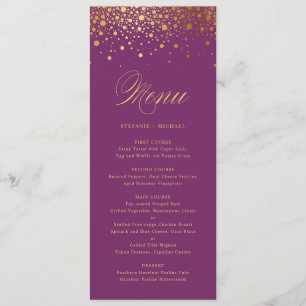 Menú Faux Relieve metalizado dorado Confetti Elegant Pú