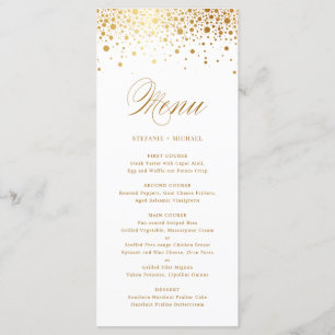 Menú Faux Relieve metalizado dorado Confetti Elegant We
