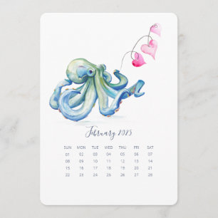Menú Febrero Stand Alone Calendar Blue Octopus