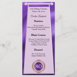 Menú Feliz 80 aniversario Relieve metalizado Purple Pur