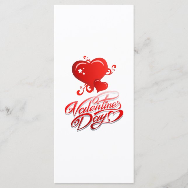 Menú feliz día de San Valentín con corazones rojos (Anverso)