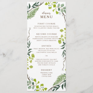 Menú Fern Eucalyptus Boda de la vegetación de mano