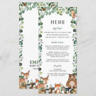 Menú Fiesta Baby Shower de Woodland Animals Greene