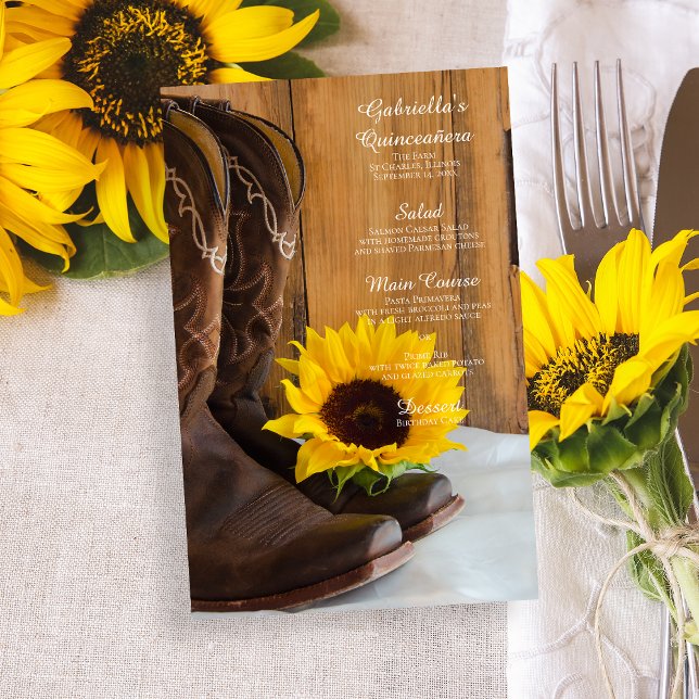 Menú Fiesta Country Sunflower Western Quinceañera (Subido por el creador)