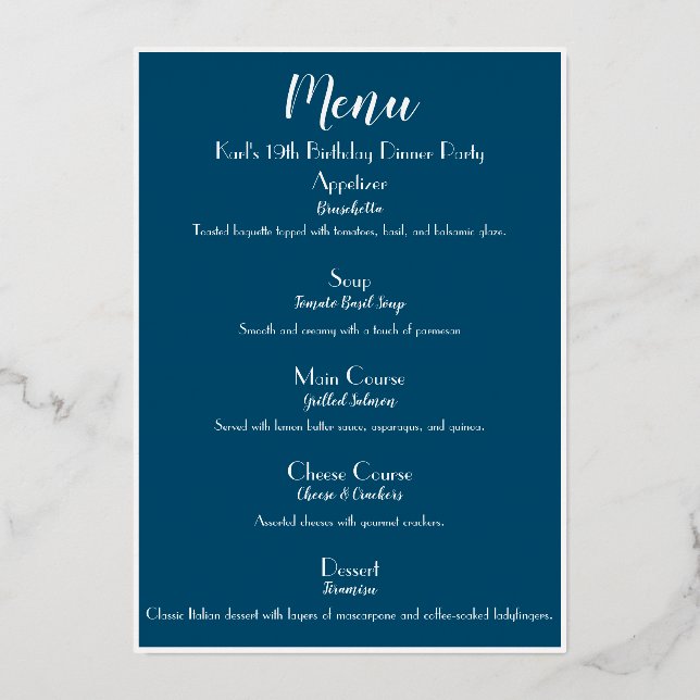 Menú Fiesta de cócteles Luxe Gold (Reverso )