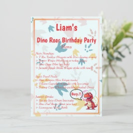 Menú Fiesta de cumpleaños de Dino Roar