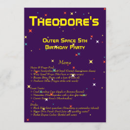 Menú Fiesta de cumpleaños del espacio ultraterrestre