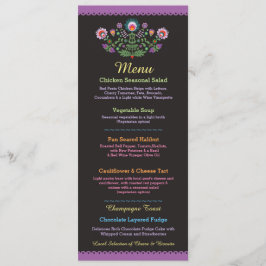 Menú Fiesta de Cumpleaños Mexicana Púrpura Recepci