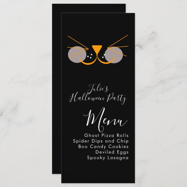 Menú Fiesta de disfraces de gatos de Halloween (Anverso / Reverso)