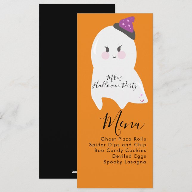 Menú Fiesta de disfraces fantasma de Halloween (Anverso / Reverso)