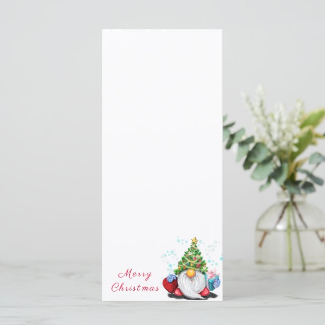 Menú Fiesta de navidades Gnome con regalo (Anverso de pie)
